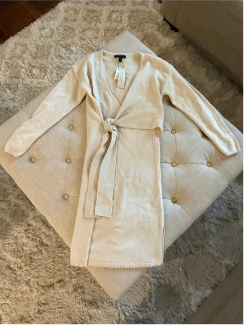 NWT Women's Banana Republic Petite XXSP Beige Wrap Cardigan Sweater